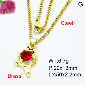 Fashion Brass Necklace  F3N403388baka-L024