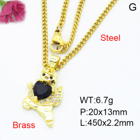 Fashion Brass Necklace  F3N403389baka-L024