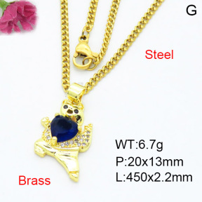 Fashion Brass Necklace  F3N403390baka-L024