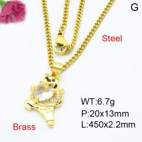 Fashion Brass Necklace  F3N403392baka-L024