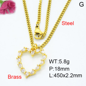 Fashion Brass Necklace  F3N403393aajo-L024