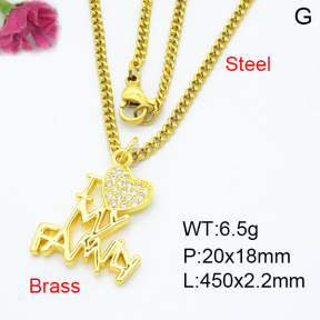 Fashion Brass Necklace  F3N403394avja-L024