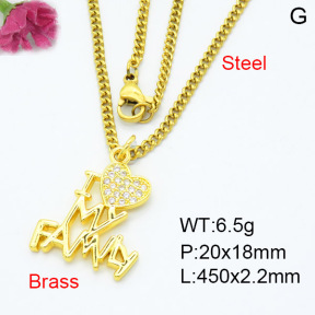 Jusnova  Fashion Brass Necklace  F3N403394avja-L024