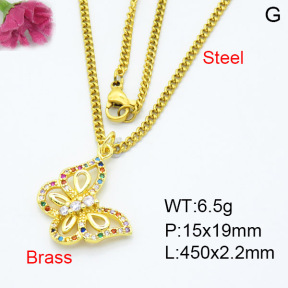 Fashion Brass Necklace  F3N403395aajl-L024