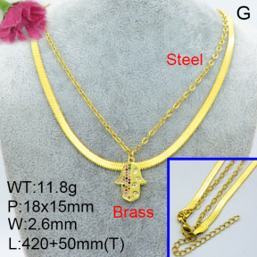 Fashion Brass Necklace  F3N403398aajl-L024
