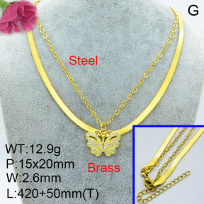 Fashion Brass Necklace  F3N403400aajl-L024