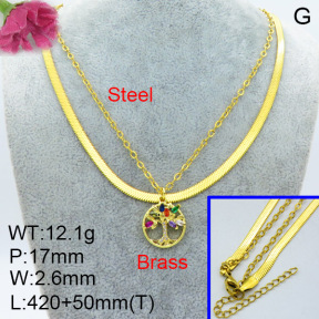 Jusnova  Fashion Brass Necklace  F3N403401aajo-L024