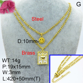 Fashion Brass Necklace  F3N403407ablb-L024