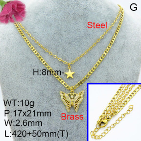 Fashion Brass Necklace  F3N403416aajo-L024