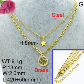 Jusnova  Fashion Brass Necklace  F3N403417vail-L024