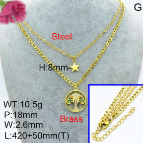 Jusnova  Fashion Brass Necklace  F3N403418aajo-L024