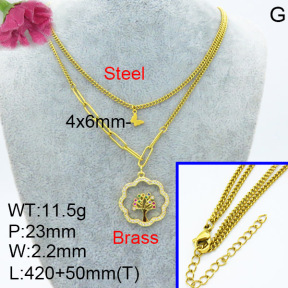 Jusnova  Fashion Brass Necklace  F3N403423aakl-L024