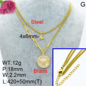 Fashion Brass Necklace  F3N403424ablb-L024