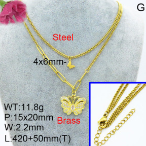 Jusnova  Fashion Brass Necklace  F3N403425aajl-L024