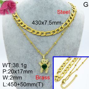 Jusnova  Fashion Brass Necklace  F3N403426baka-L024