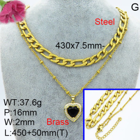 Fashion Brass Necklace  F3N403427baka-L024