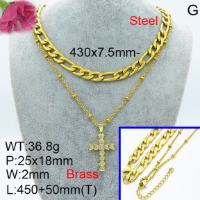 Jusnova  Fashion Brass Necklace  F3N403428aajl-L024