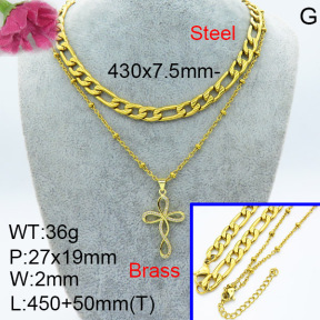 Fashion Brass Necklace  F3N403429aajl-L024