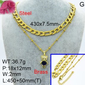 Fashion Brass Necklace  F3N403430baka-L024