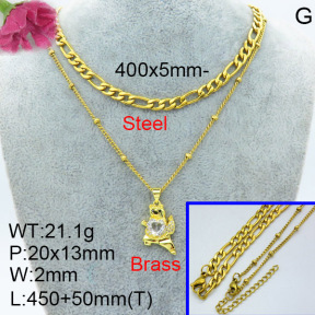 Fashion Brass Necklace  F3N403432baka-L024