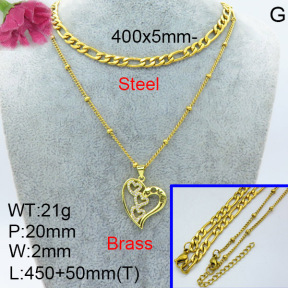 Fashion Brass Necklace  F3N403434aajl-L024