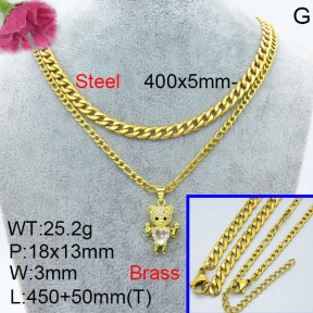 Fashion Brass Necklace  F3N403437baka-L024