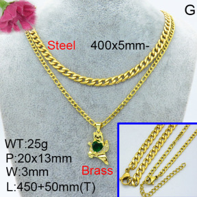 Jusnova  Fashion Brass Necklace  F3N403438baka-L024