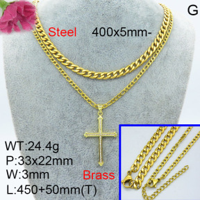 Fashion Brass Necklace  F3N403439aajl-L024