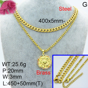 Fashion Brass Necklace  F3N403440aajo-L024