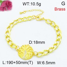 Fashion Brass Bracelet  F3B404302vbmb-L002