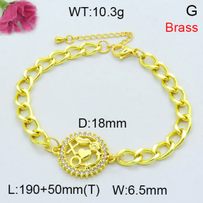 Fashion Brass Bracelet  F3B404315bbml-L002