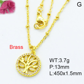 Jusnova  Fashion Brass Necklace  F3N403446aakl-L002