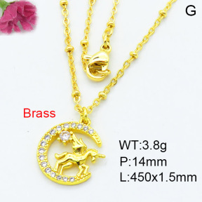 Fashion Brass Necklace  F3N403447ablb-L002