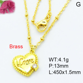 Jusnova  Fashion Brass Necklace  F3N403448aakl-L002
