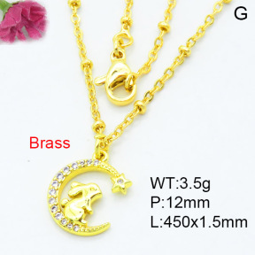 Jusnova  Fashion Brass Necklace  F3N403449aakl-L002