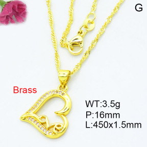 Fashion Brass Necklace  F3N403456ablb-L002