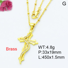 Fashion Brass Necklace  F3N403462vbnb-L002