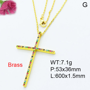 Fashion Brass Necklace  F3N403472bbov-L002
