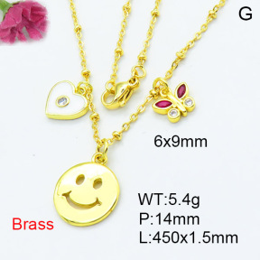 Fashion Brass Necklace  F3N403478bbov-L002