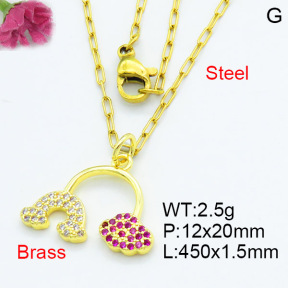 Fashion Brass Necklace  F3N403495aaio-L002