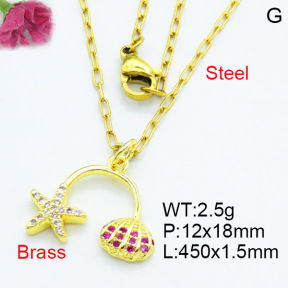 Fashion Brass Necklace  F3N403496aaio-L002