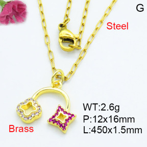 Fashion Brass Necklace  F3N403497aaio-L002