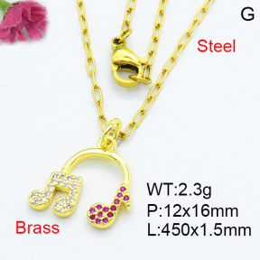 Fashion Brass Necklace  F3N403498aaio-L002