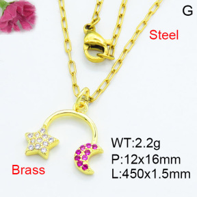 Fashion Brass Necklace  F3N403499aaio-L002
