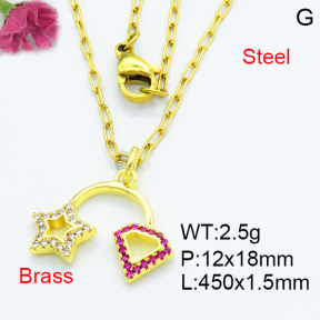 Fashion Brass Necklace  F3N403500aaio-L002