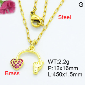 Fashion Brass Necklace  F3N403501aaio-L002