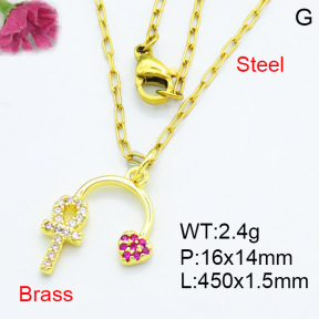 Fashion Brass Necklace  F3N403504aaio-L002