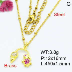 Fashion Brass Necklace  F3N403506aaio-L002
