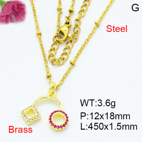 Fashion Brass Necklace  F3N403507aaio-L002