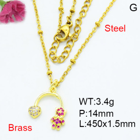 Fashion Brass Necklace  F3N403509aaio-L002